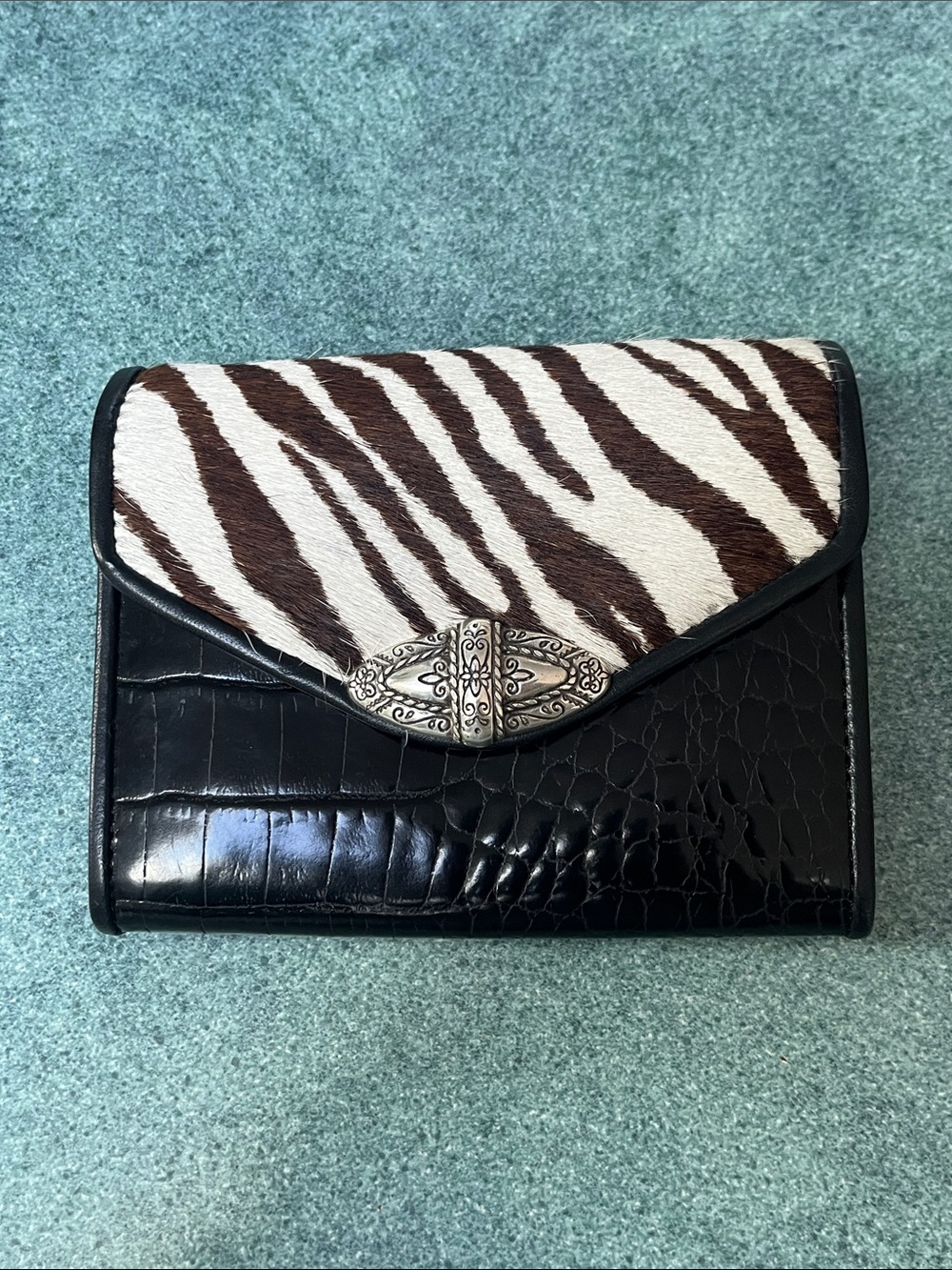Brighton Calf Hair & Croc Embossed Leather Wallet